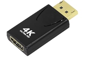 YACSEJAO Adaptateur DisplayPort vers HDMI, adaptateur DP vers HDMI (4K @ 60 Hz) compatible avec GPU, ordinateur portable, ordinateur de bureau, moniteur, TV et projecteur