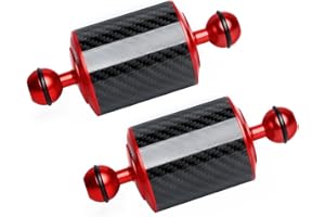 LetonPower Bras Flottant sous-Marin de 5" en Fibre de Carbone, Bras Aquatique, Double Bras Flottant à Bille de 1'', système d'éclairage pour la plongée, Plateau, lumière vidéo/Stroboscope (2pack)