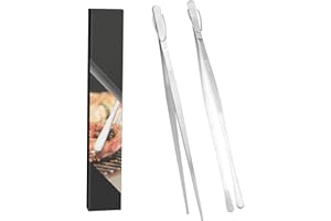 HISDRICUS Set di 2 pinze da cucina in acciaio inox 30 cm - punta dentata precisa - pinze alimentari per barbecue, cucina e pasticceria, utensili professionali. Pinze cucina inox.