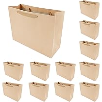 10 X Sacs En Papier, Sacs Cadeaux Avec Bord Noir Laminé Mat