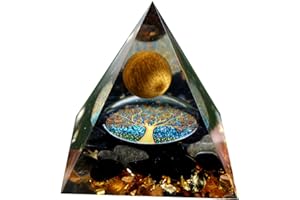 BESORGONE Pyramide Orgonite en cristal Oeil de tigre, sphère avec obsidienne, Reiki, énergie, Chakra, Protection de guérison, Orgone, Cadeau pour les Amis