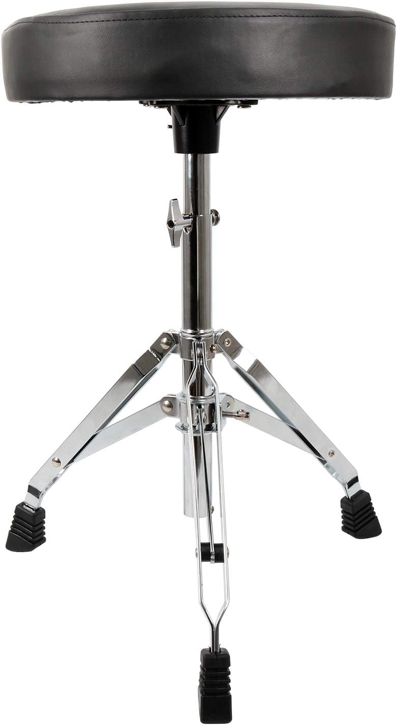 EastRock Universal Drum Throne,Padded Drum Seat Rotatable Height Adjustable drumming Stools with Anti-Slip Feet for Adults and Kids Black (Silver)