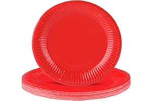 Halinuia 20 Piezas de Platos de Papel Rojos de 7" para Cena y Postre, Platos Desechables para Fiestas, Suministros para Graduación, Bodas, Cumpleaños, Baby Shower y Decoraciones de Celebraciones