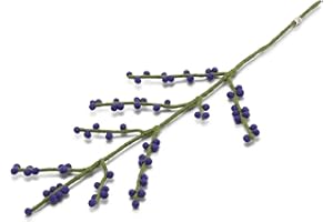 ‎ÉN GRY & SIF Gry & SIF Beeren-Zweig aus Filz, Flexibler Stiel, Deko-Zweig mit Beeren, künstliche Beeren, handgemachte Herbstdeko | 1x Zweig mit blauen Beeren, 60cm