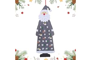 HUNPHY Calendario de Adviento de Papá Noel, Calendario Cuenta Regresiva Fieltro Navidad, Calendario de Adviento de Fieltro, Calendarios de Adviento de Navidad de Tela, para Navidad, Decoraciones (Gris)