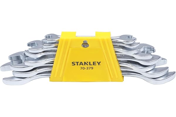 STANLEY 70-379E 8-Piece Matt Finish Double Open End Spanner Set, Chrome Vanadium Steel, Anti-Slip Design on Open End, Ideal for Tightening or Loosening Fasteners at Home, Office, Construction Sites
