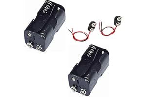 KingBra 2 Packs 4 x 1.5V AA Battery Holder 6V Two Layers Battery Case+2PCS I Type 9V Long Cable Connection Hard Shell Battery Clips Connector