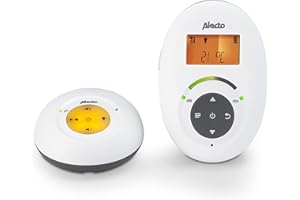 Alecto DBX-125 Audio Babyphone DECT avec Mode Full ECO et écran - Écoute-bébé Audio avec Fonction VOX - Batterie Rechargeable et voyants de contrôle Audio - Blanc/Anthracite