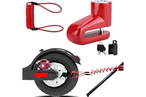 ZONSUSE Bremsscheibenschloss,Scooter Stahldraht Schloss,Scheibenbremsenschloss, Diebstahlsicherung Stahldraht Schloss für Xiaomi Mijia M365, Motorrad Fahrrad Räder Schließfach mit Erinnerungsseil (Rot)