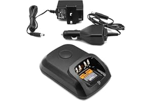 SUNDELY® Cargador de sobremesa para Motorola Radio DP3400 DP4400 DP4600 DP4800 XPR3300e XPR3500 Walkie Talkie WPLN4232 Ni-MH Ni-CD Base de la Cuna (con DC y Adaptador de CA)