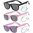 ROCF ROSSINI Pack of 3 Flexible Kids Sunglasses Polarized Sun Glasses Girls Boys Shades UV400 Protection Eyewear with Case for Age 2-8