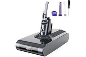 VUNZO 8000mAh Batteria per Dyson V8 Absolute SV10 con display, Batteria di Ricambio per Dyson V8 Animal Fluffy VAbsolute Aspirapolvere con 2PCS Pre Filtri