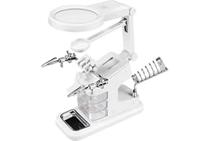 GuDoQi Lupa de Soldadura Multifuncional 3X 4.5X 25X USB Lupa de Escritorio Iluminada con Brazadera y Pinzas de Cocodrilo Soldadura, Ensamblaje, Reparación, Modelado, Manualidades