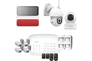 Daewoo Security SA636 - Modèle Premium Plus Compatible Animaux, Alarme Maison sans Fil WiFi/GSM connectée, Sirène extérieure, 2 Caméras, Compatible avec Amazon Alexa, Google Home Blanc