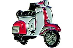 MAINLY METAL Spilla in metallo smaltato per scooter Vespa (rosso e bianco)