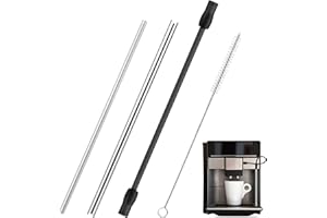 UIRHEURD 3 Piezas Tubos de Leche de Acero Inoxidable Manguera de Leche Tubo de Leche Compatible con Siemens EQ6 EQ700 Juego de Accesorios para Máquina de Café Totalmente Automática con Cepillo