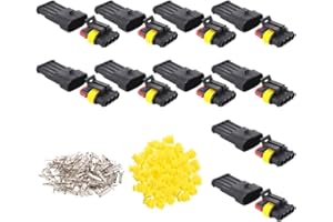 ‎GTIWUNG GTIWUNG 10 tlg 4 polig Stecker Steckverbinder Wasserdicht, Steckdose Set für KFZ, Auto Elektrischer Anschluss Stecker (4 Polig Gelbes Siegel)