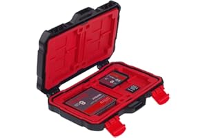 Flashwoife, 4 x CF + 8 x SDHC + 12 x Micro SD Karten Holder, Aufbewahrung SD Flash Card Case, Speicherkarten Etui Schutzbox, Hülle, spritzwasserfest, schwarz - rot