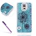Produktbild Samsung Galaxy S5 Hülle,Samsung Galaxy S5 Case,Galaxy S5 Hülle,EMAXELERS 3D Kreative Blau Liquid Fließen Flüssig Transparent Bling Hart PC Hardcase Hüllen Case Cute Rosa Herz Löwenzahn Tier Blumen Muster Serie Dynamisch Treibsand Flüssige Fließend Glitzer Shiny Glanz Sparkle Clear Hart Plastik Tasche Kristall Handytasche Hülle Etui Case Cover Für Samsung Galaxy S5,Blue Liquid-Two Dandelions