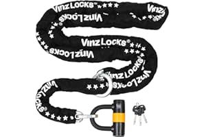 VINZ Trivor Candado de Moto Disco | Antirrobo con Llave | Homologada ART 4 | Testado Acero Endurecido ø11mm | Candado de Cadena/Cadena de cerradura para Motos & Scooters - 300cm