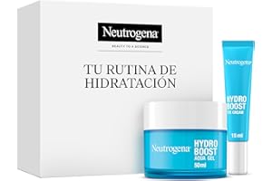 Neutrogena Rutina Hydro Boost, pack con Gel de Agua hidratante facial (50 ml) y Contorno de Ojos antifatiga (15 ml), set con Ácido Hialurónico para 72 h de hidratación