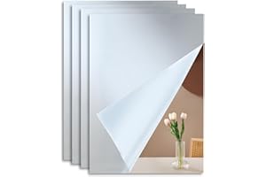 KIEVANO Set di 4 Specchi Adesivi da Parete Acrilico 2 mm, 30×20 cm, Flessibili Antiurto, Specchi Decorativi per Armadio, Porta, Bagno, Camera, Ingresso, Palestra, Piastrelle Specchio DIY