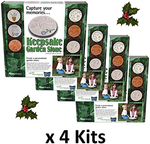 4 x Keepsake Garden Stone Kits - Cast Memories in Stone with Keepsake Garden Stone