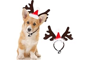 KEWUF Serre-tête en Bois de Renne pour Chien, Bandeau de Noël pour Chien, Bandeau de Renne, Réglable Couvre-Chef de Wapiti, Cadeau pour Chiens, Vêtements et Accessoires pour Chiens
