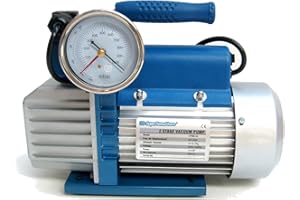 3S SuperSamaStore VPBE42 Pompa del Vuoto Bistadio con Vacuometro e Elettrovalvola, 42 L/min, 220 V, Attacco 1/4" SAE, Olio Incluso