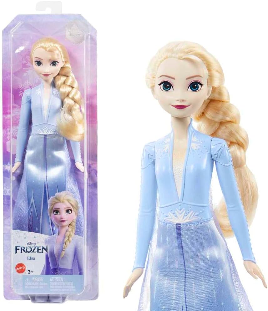 Disney Karlar Ülkesi Elsa Bebek -2 | Disney Frozen 2'den Esinlenen Pelerin, Etek ve Bot ve Örgülü Saçlı İmza Seyahat Kıyafetinde Posable Doll