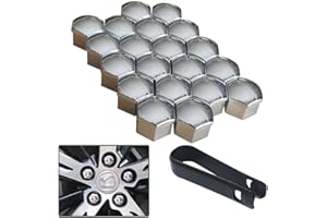 senvenelec 20pcs 21mm Universel en Plastique écrou Couverture vis Voiture écrou Couverture Boulon Couverture, Boulon de Roue 21mm lug écrou Couverture. avec 1 Crochet de Traction (Argent)