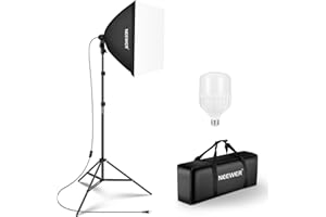 NEEWER Kit d'éclairage Softbox équivalent 350W, Ampoule LED 5700K, Boîte à Lumière 24 x 24 Pouces avec Douille E27, Kit d'éclairage Continu pour Photographie, équipement de Studio Photo, NK300