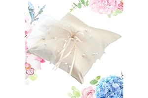 VULEVIRTUE YUforest Hochzeit Ring Kissen Lace Wedding Pillow Ehering-Kissen mit Satinband Weißes Ehering-Ringkissen Accessoires für Ringkissen Verlobung Oder Eheringe Strandhochzeitsfeier Zeremonie, A9