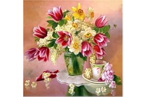 DCIDBEI Square Diamond Painting Diamant Carre Broderie Diamant Carré 5D avec Strass pour Adultes Kit Point de Croix Fleur Tulipe Diamant Complet Carre Accessoires Loisirs Créatifs 30 x 30 cm