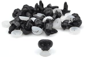 celloexpress Black Animal/Dog Nose 20mm x 17mm Plastic Backs - Teddy Bear & Soft Toy Making Detailed Nose - Pack of 10