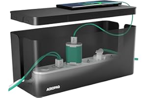 ACROPAQ Scatola Porta Cavi - (32 x 13,2 x 12,7 cm), Scatola per nascondere cavi e ciabatte, Plastica, Nero - Cable box, Cable management box