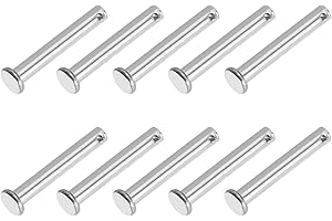 PATIKIL Perni a Testa Piana a Foro Singolo 10 Pezzi Perno Testa Piatta in Acciaio Inossidabile 304 per Serratura a Spina per Sistemi Cardini, Argento, 6 x 40mm