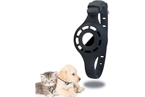 Andiker Airtag-Katzenhalsband, Airtag-kompatibles Katzenhalsband, verstellbare Anti-Lost-Silikon-Schutzhülle für Apple Airtag, GPS-Tracking-Katzenhalsband-Zubehör für Katzen und Hunde (Schwarz)