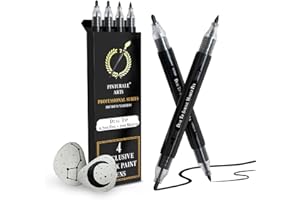 Pinturale Arts Feutre Acrylique Noir | Lot de 4 Feutres Noirs | Marqueur Acrylique Noir à Double Pointe (Fine 0,7mm et 3mm) | Pour Bois, Verre, Pneu, Pierre