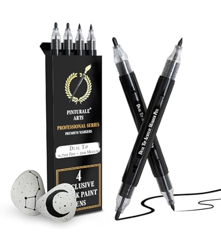 Lot De 12 Feutres Acryliques Rizthyn - Pointe Fine 0.2mm à 3mm - Encre Noire Indélébile - Parfait Dessin Et Illustration