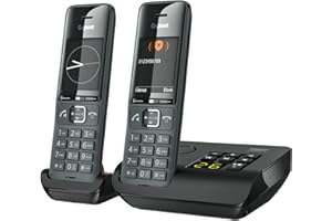Gigaset Comfort 520A Duo - 2 Téléphone DECT sans Fil avec répondeur - Design élégant - qualité Audio supérieure - Blocage d'appels - Jusqu’à 200 Contacts, Gris foncé [Version française]