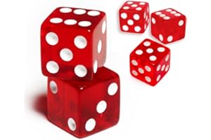 GFDAY 19mm D6 Six-Sided Gaming Transparent Casino Dice (Red Square, 5pcs)