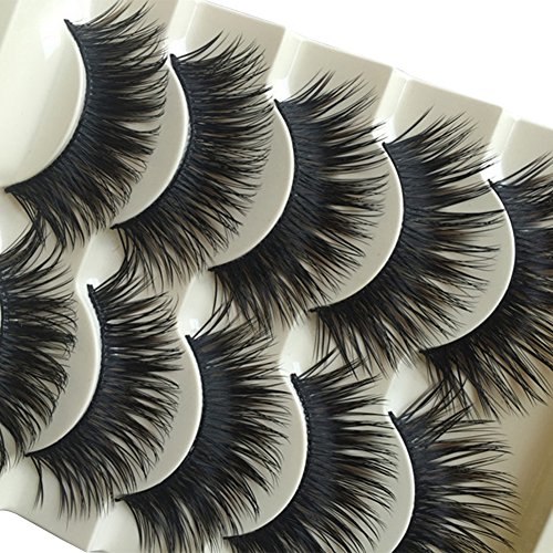 Bluelans® 5 Paar Lange Falsche Künstliche Wimpern Dick Natürlich Schwarz Eyelashes Wimpernverlängerung Make-up - 3