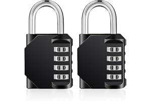 ZHEGE Candado Taquilla, Candado Numerico, Candado Taquilla Gimnasio, Candado de Escuela, Candado Combinacion para Puertas, Cerca, Caja de Herramientas (2 Piezas, Negro)