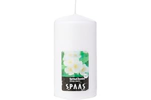 Spaas Vela cilíndrica perfumada, jazmín espiritual, ± 65 horas, color blanco, diámetro 80 mm x alto 150 mm
