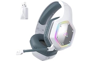 EKSA E1000WT Wireless Gaming Headset for PS5 PS4 PC, 7.1 Surround Sound Gaming Headphones with Microphone ENC, 3.5mm Audio Jack, 2.4GHz Low Latency, 36 Hours Battery USB Wireless Headset (White)
