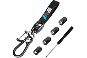 SCROLIEY Pelle portachiavi accessori per chiavi per auto,Cappuccio valvola a prova di perdita, tappi valvole pneumatici auto, accessori per auto per Uomo e donna, Nero