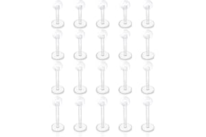 Gojewen Clear Lip Bars Flexible Labret Studs 6-12mm Plastic Acrylic Flat Back Helix Tragus Bar Retainers Piercing Jewellery