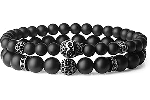 coai CZ Pave czaszka charm matowe bransoletki z kamienia onyksu