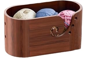 MIATTCLD Garnschale aus Holz, Garnschüssel Strickschüssel Aufbewahrungsschale Handgemachte Stricken Häkeln Zubehör und Zubehör Organizer, Überraschungsgeschenk für Strickliebhaber (Dunkelbraun)
